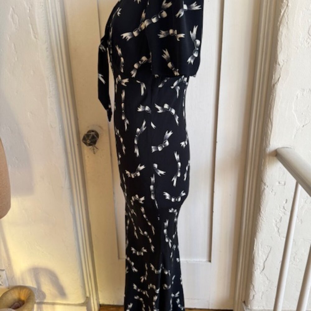 Vintage Betsey Johnson 90'S Does 40's Bias Cut Ribbon Bow Maxi Dress Large - Picture 8 of 14